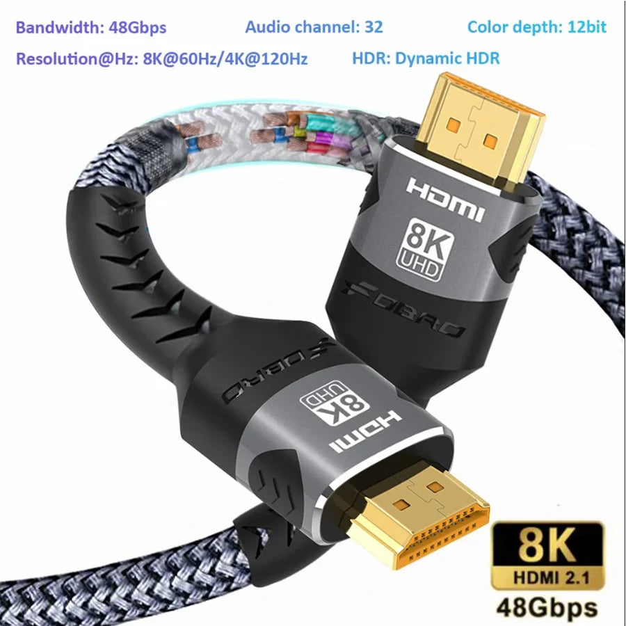 HDMI Cable 4K 60Hz HDMI-Compatible Ultra HD 1080P 120Hz High Speed Video Audio HDMI 2.0 Cable For PS4 TV Laptop Monitor Rtx3080