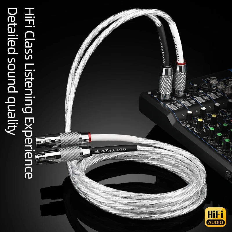 HiFi 2XLR Audio Cable Hi-End OCC Silver Plated 3 Pin XLR Male to Female Audio Cord for Microphone  Amplifier