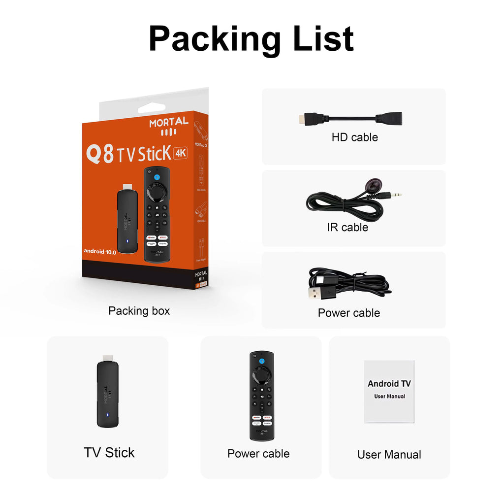 Android14 TV Stick  Mortal Q8 Global Version  Allwinner H313 Chip Wifi6 Voice Remote 8K 4K@60fps YouTube Stream TV stick 2G8G16G