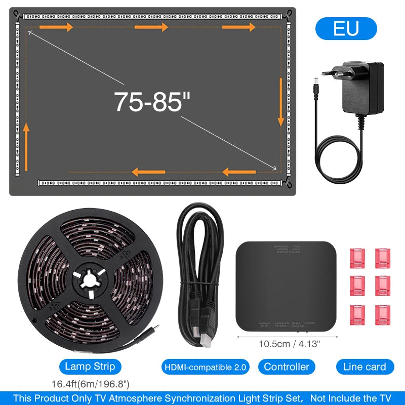 Ambient TV Led Backlight For 40-85Inch Color Real-Time Sync Box Light Strip For 4K HDMI-Compatible 2.0 Device Sync Box Light Kit