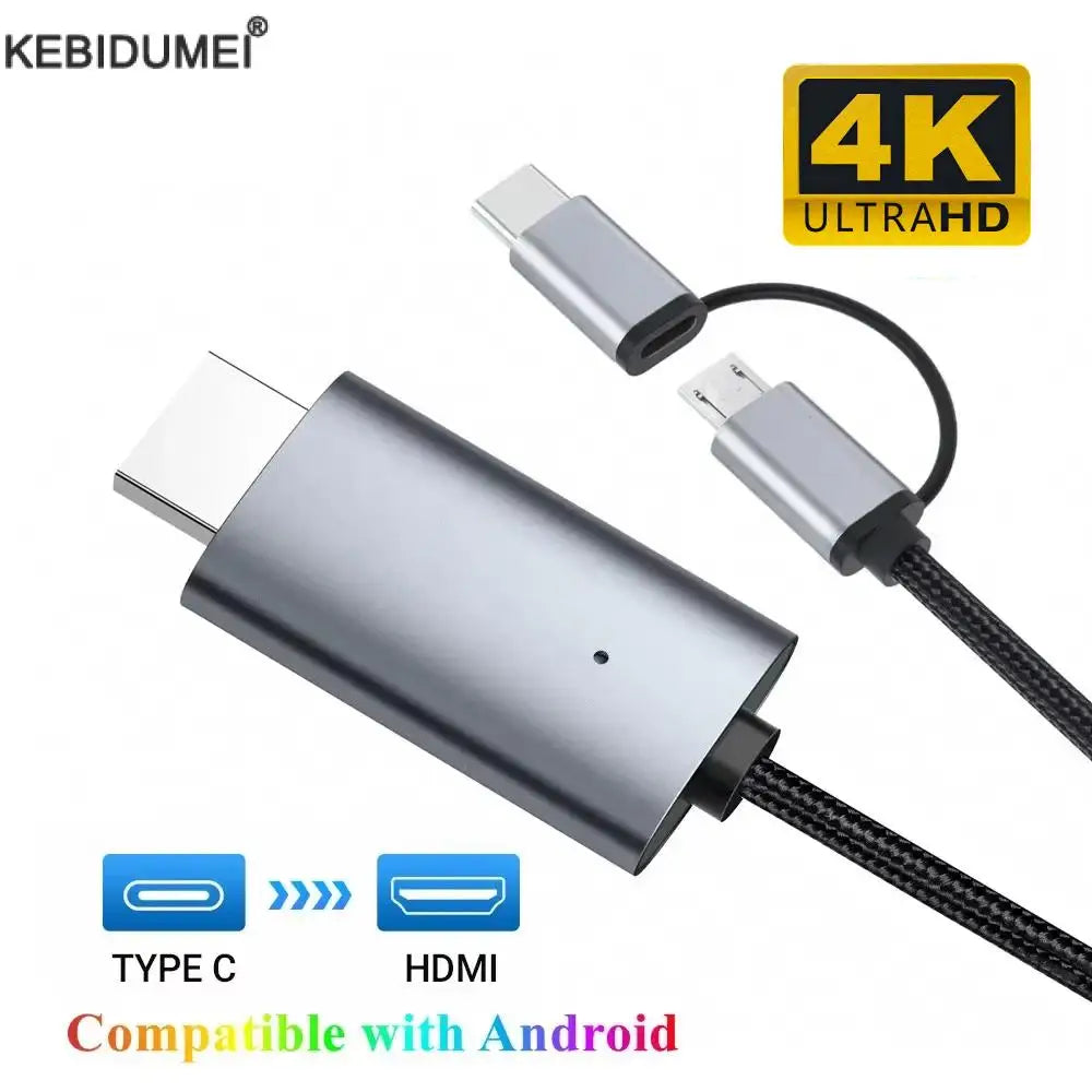LD39 Wire HD Type C/Micro USB to HDMI-Compatible Cable Streaming Display TV Stick Dongle for Android Phone Tablet to TV