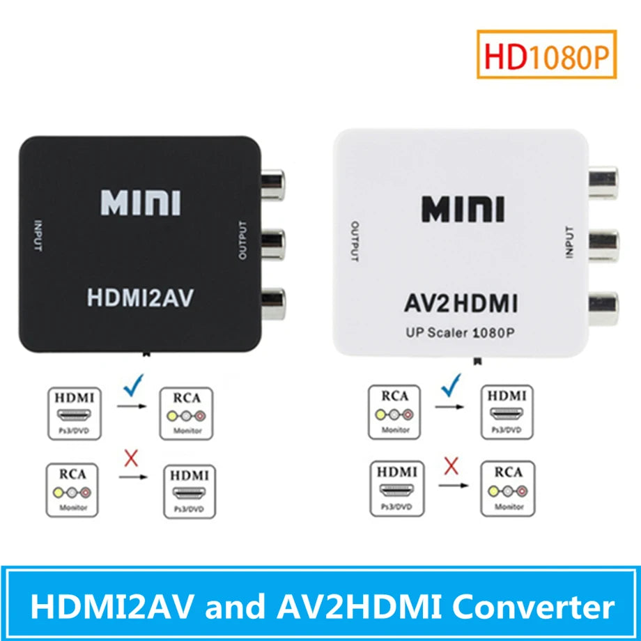 HDMI-compatible To AV RCA Converter Box Adapter HDMI to AV/CVSB L/R Video Full HD 1080P HD2AV Converter For PS4 TV PC Projector