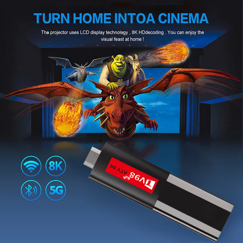 Android 14 TV Stick TV98 ATV 8K Mini Support 8K 4K Video BT5.0 4G 5G Dual WiFi 6 Voice Remote H618 Quad Core A53 Smart TV Stick