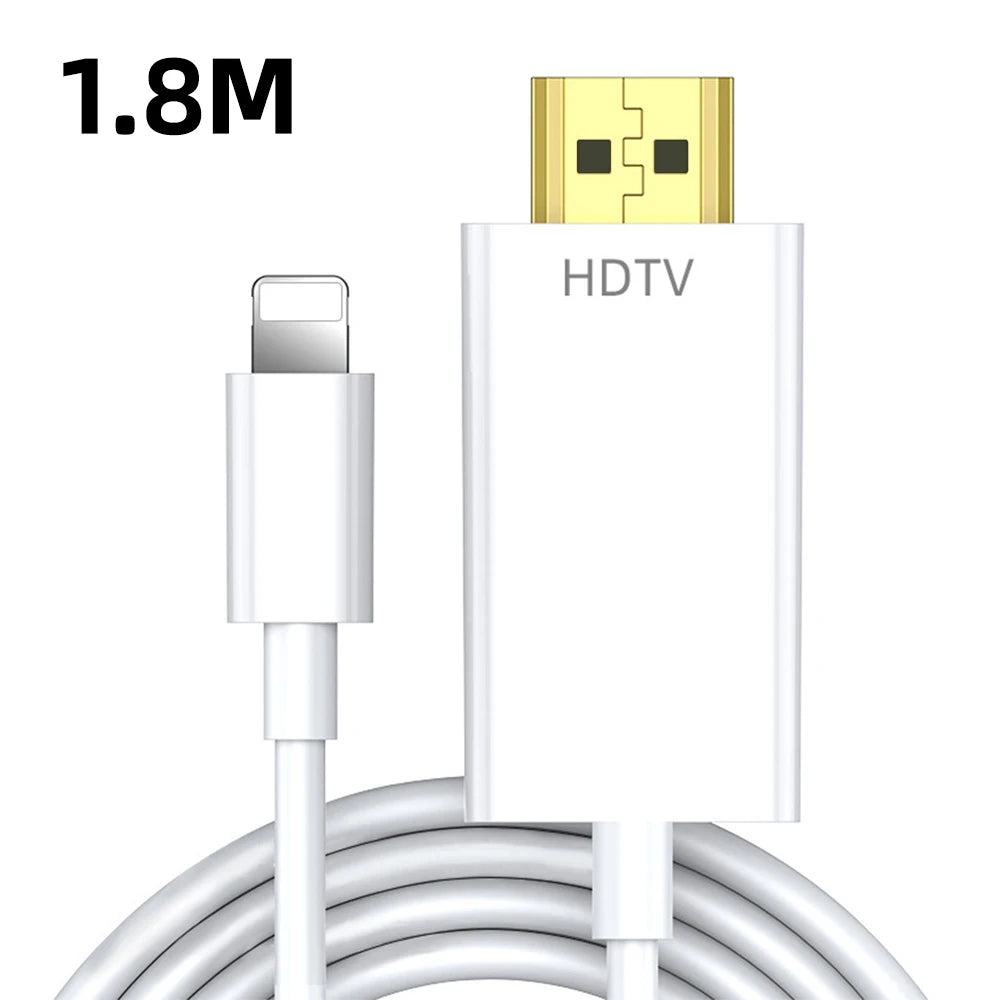 Lightning to HDMI Adapter for iPhone to TV, HDMI Cable to Apple, 1080P HD Digital AV Adapter Sync Video & Sound,  HDTV/Monitor