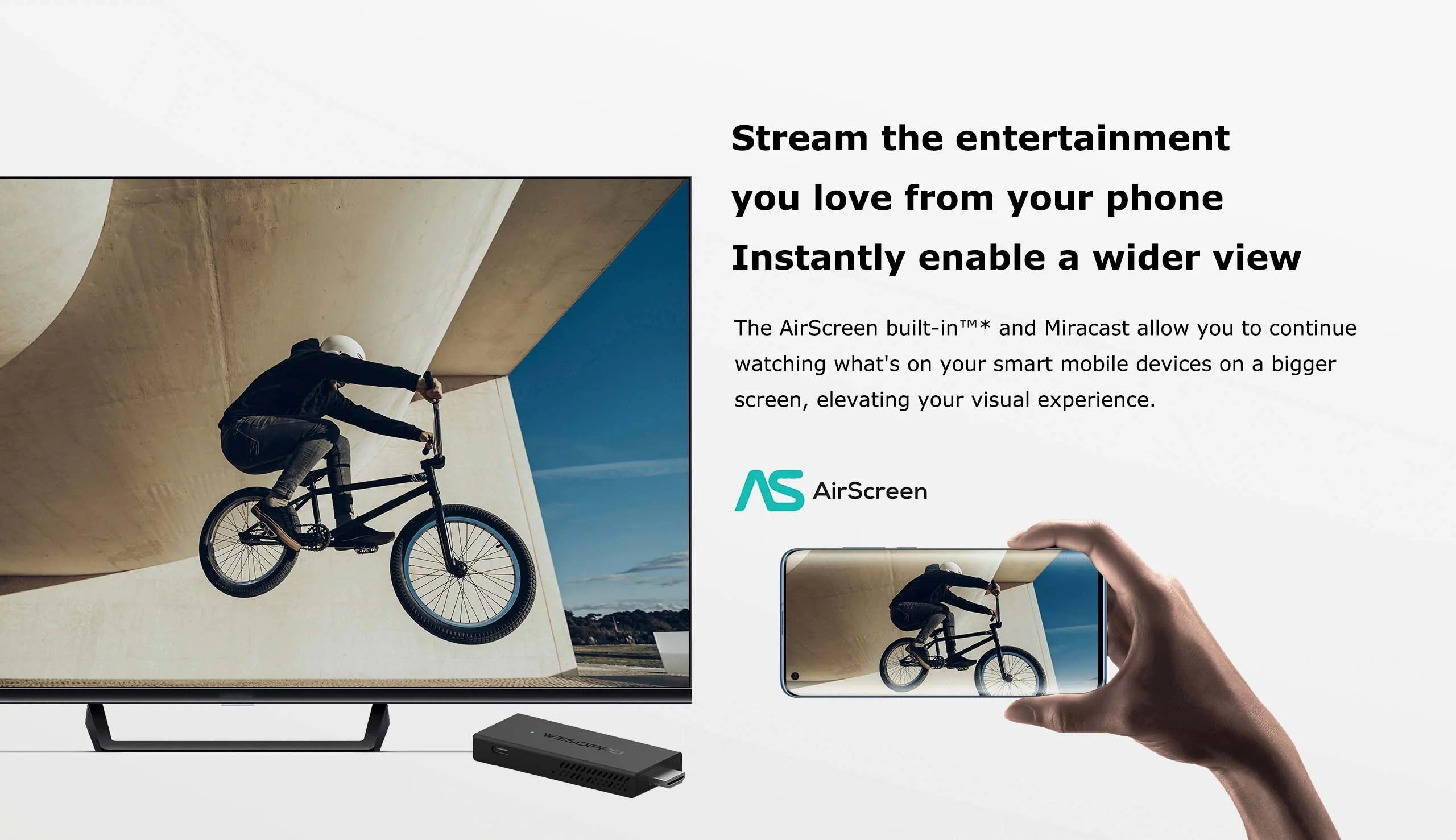 WESOPRO TV Stick G2 Android 12 Smart TV Dongle 2GB RAM 16GB ROM 2.4GHz 5.0GHz Wifi 6 BT5.0 H.265 4K 30pfs VS Xiaomi Mi TV Stick