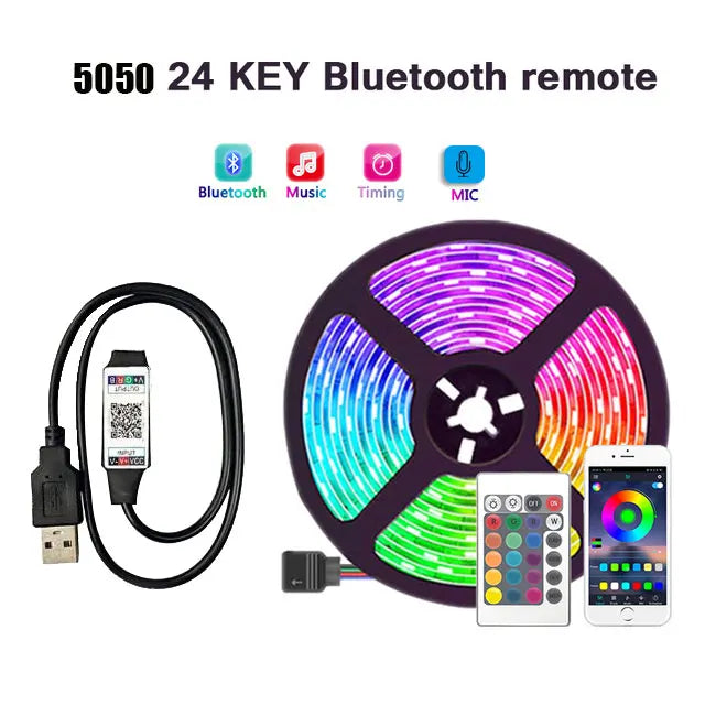 Usb Rgb Led Strip Light Self-Adhesive Ice String Tape 1M  20 Meters 15 Meters Led Chain Bulbs For Tv Backlight Children'S Room