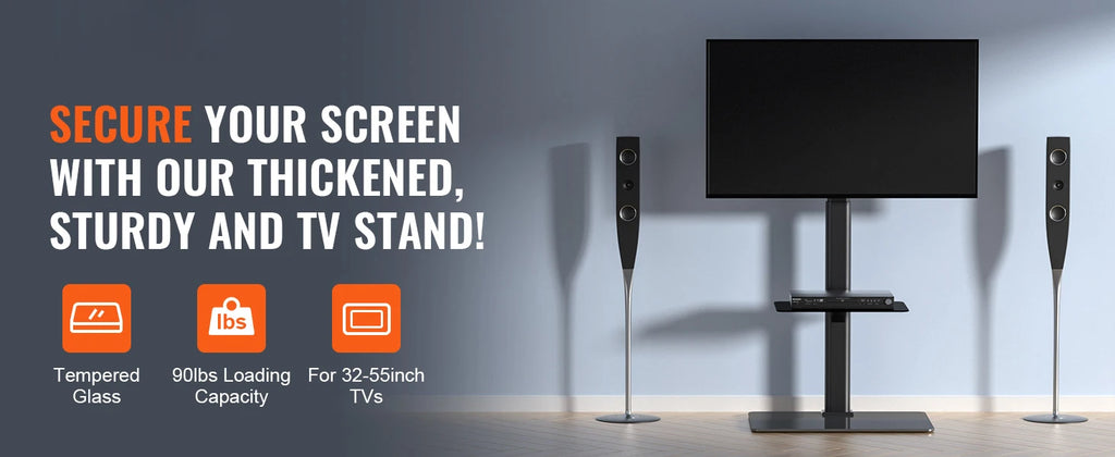 SucceBuy TV Stand Mount Swivel Tall TV Stand for 32-65/70 inch TV Height Adjustable Portable Floor TV Stand Max VESA 600 x 800mm