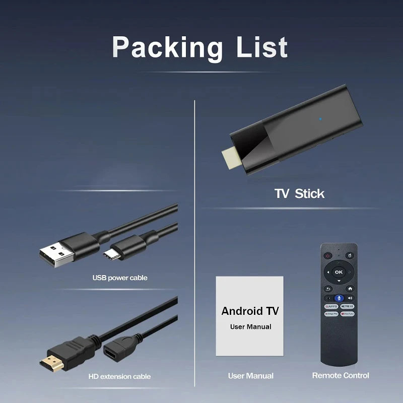 Mini ATV Q12 TV Stick Android 14 8K HD 8GB 128GB Allwinner H313 Google Assistant Media Player Bluetooth 5.4 Fast Smart TV Box
