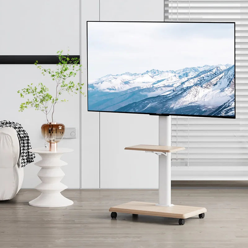 Heavy-Duty Mobile TV Stand for 26-75 Inch TVs - Rolling Floor Cart with Locking Wheels, Swivel & Height Adjustable, Holds 99lbs