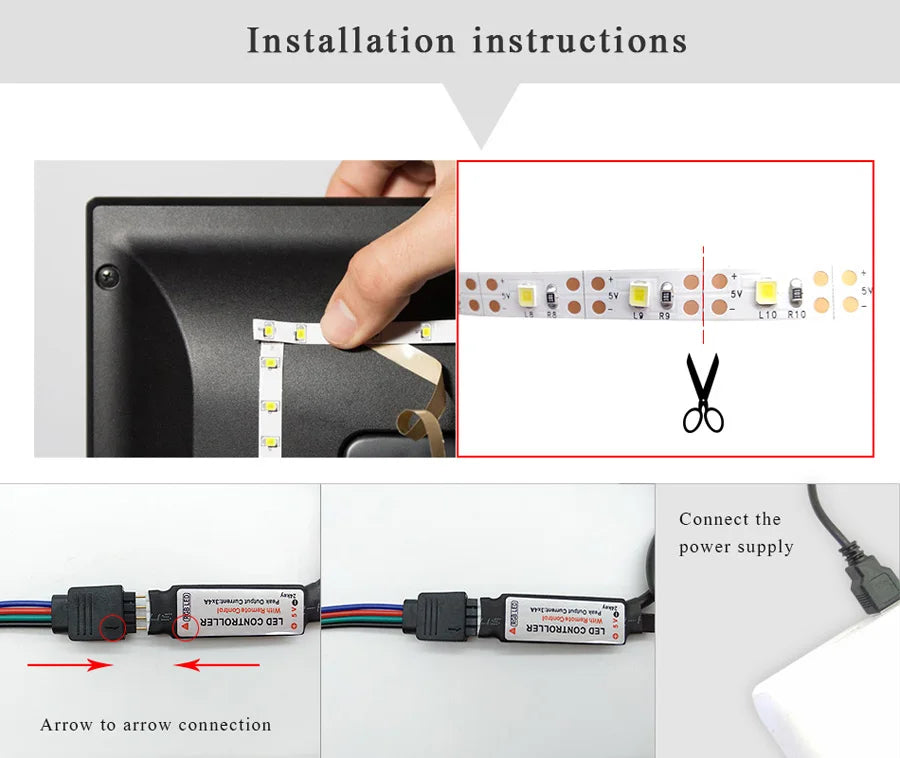 Usb Rgb Led Strip Light Self-Adhesive Ice String Tape 1M  20 Meters 15 Meters Led Chain Bulbs For Tv Backlight Children'S Room
