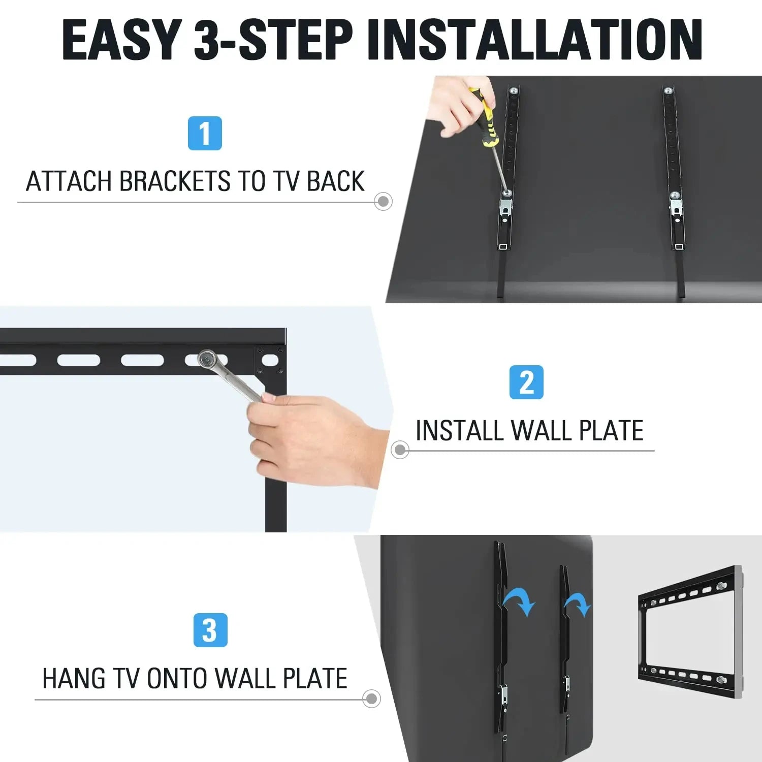 26-65inch TV Wall Mount Bracket Universal TV Mount Monitor Holder Adjustable Low Profile Flat TV Wall Mount for LCD LED Monitor