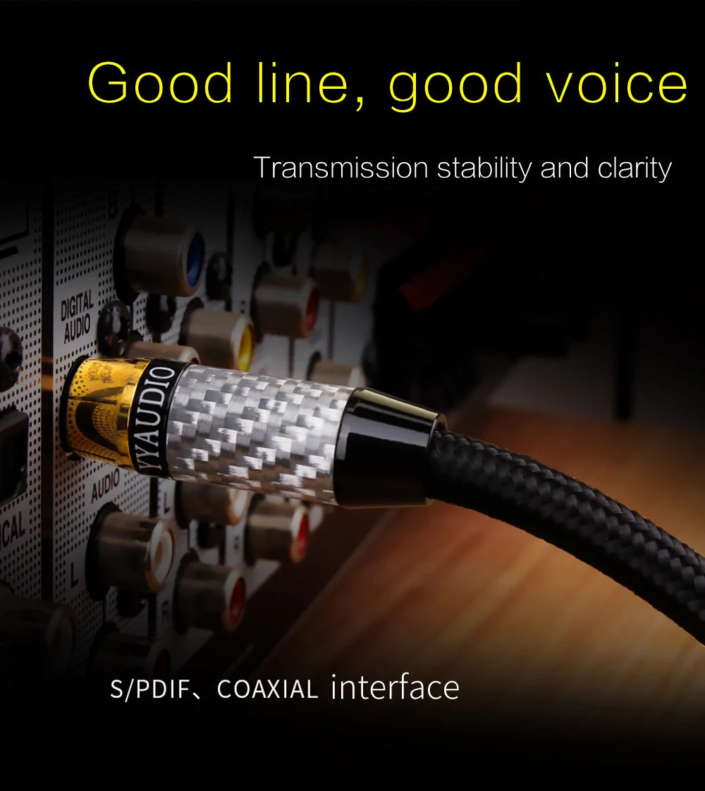 YYTCG high-end audio coaxial subwoofer speaker cable, COAXIAL output TV power amplifier 5.1 audio SPDIF cable