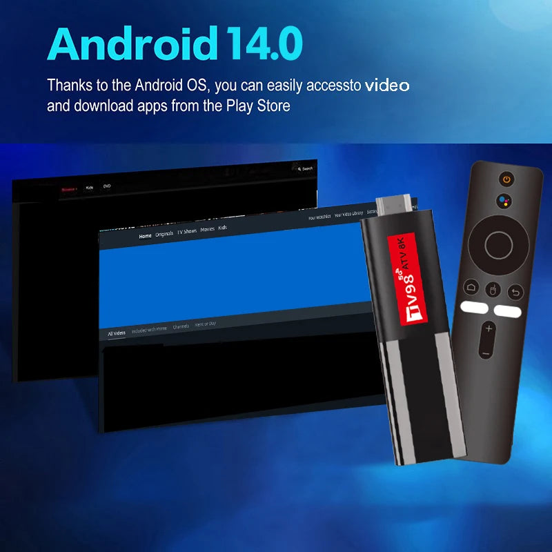 Android 14 TV Stick TV98 ATV 8K Mini Support 8K 4K Video BT5.0 4G 5G Dual WiFi 6 Voice Remote H618 Quad Core A53 Smart TV Stick