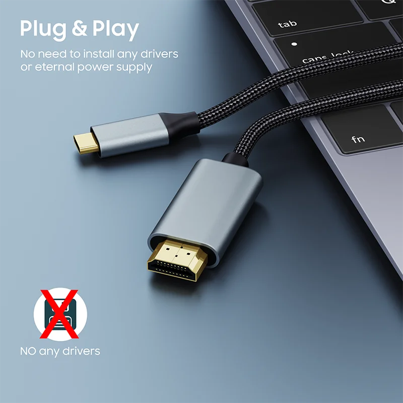 Vothoon USB C to HDMI Cable Adapter 4K 60Hz USB Type C to HDMI Cable Thunderbolt 3 Compatible with MacBook Pro Air iPad Pro