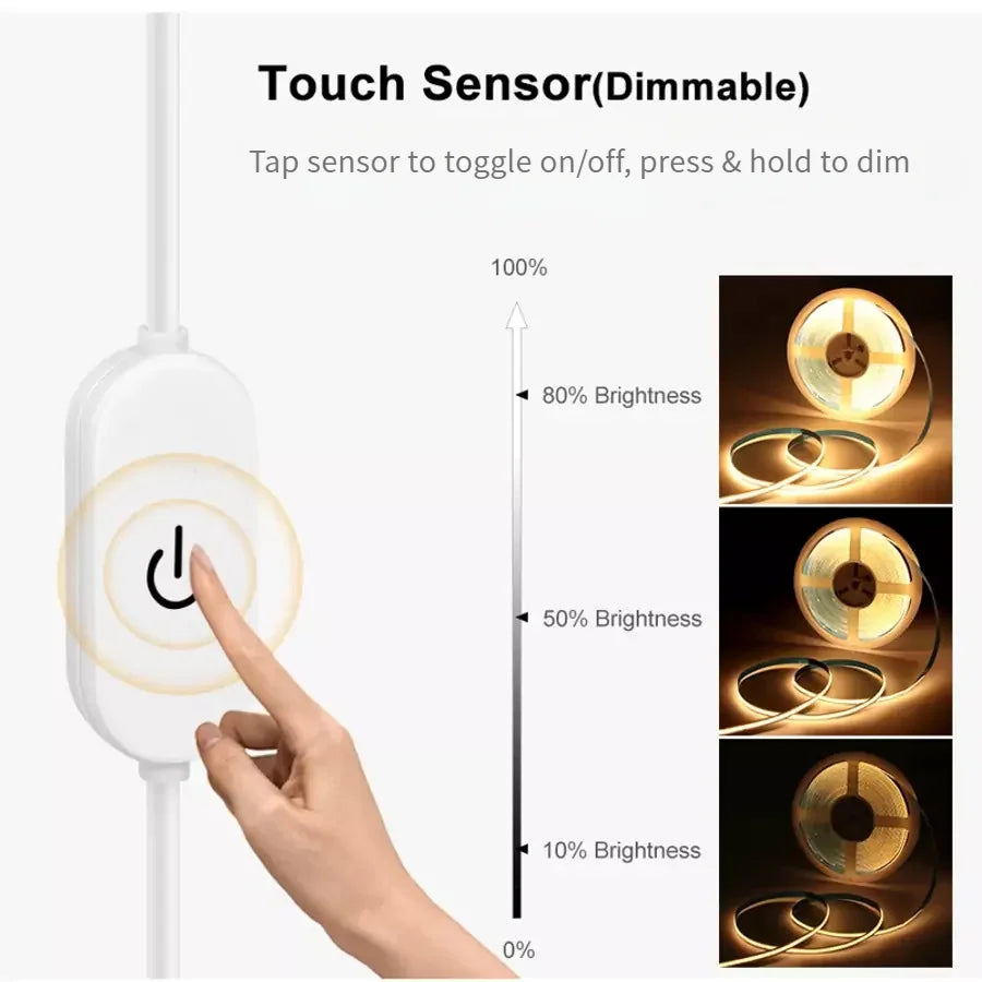 COB USB LED Strip Light with Sensor Decoration Lighting Tape for House Room Backlight 1M 2M 3M Ribbon