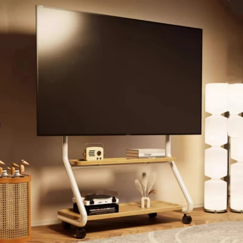 Rolling TV Stand for 32-75inch TV, Portable TV Stand with Wheel, Mobile TV Cart with Multifunctional Storage for Office, Bedroom