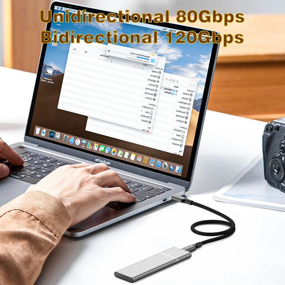 UGOURD 80Gbps Thunderbolt 5 Cable Certified Chip USB-C Thunderbolt5 2m 0.3m 120Gbps 240W 16K for MacBook M.2 Hard Drive USB4-V2
