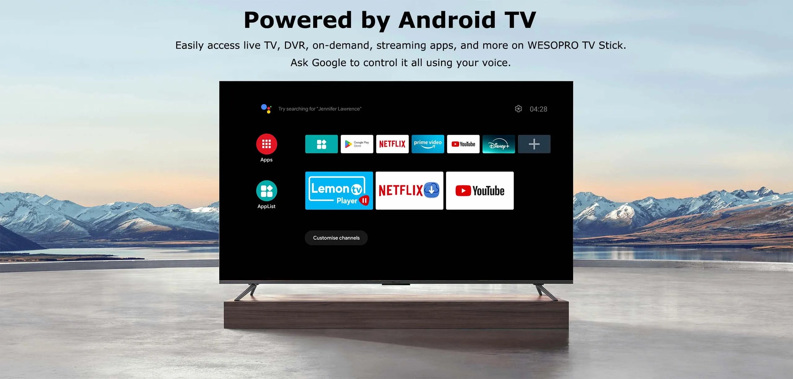 WESOPRO TV Stick G2 Android 12 Smart TV Dongle 2GB RAM 16GB ROM 2.4GHz 5.0GHz Wifi 6 BT5.0 H.265 4K 30pfs VS Xiaomi Mi TV Stick