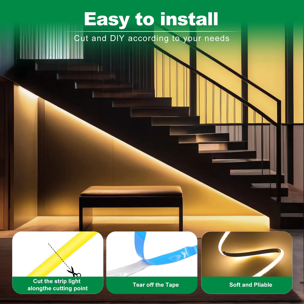 LED COB Light Strip Motion Sensor Flexible Diode Tape 3mm 5V USB Linear Indoor Lighting Lamp Room DIY TV Mirror Backlight