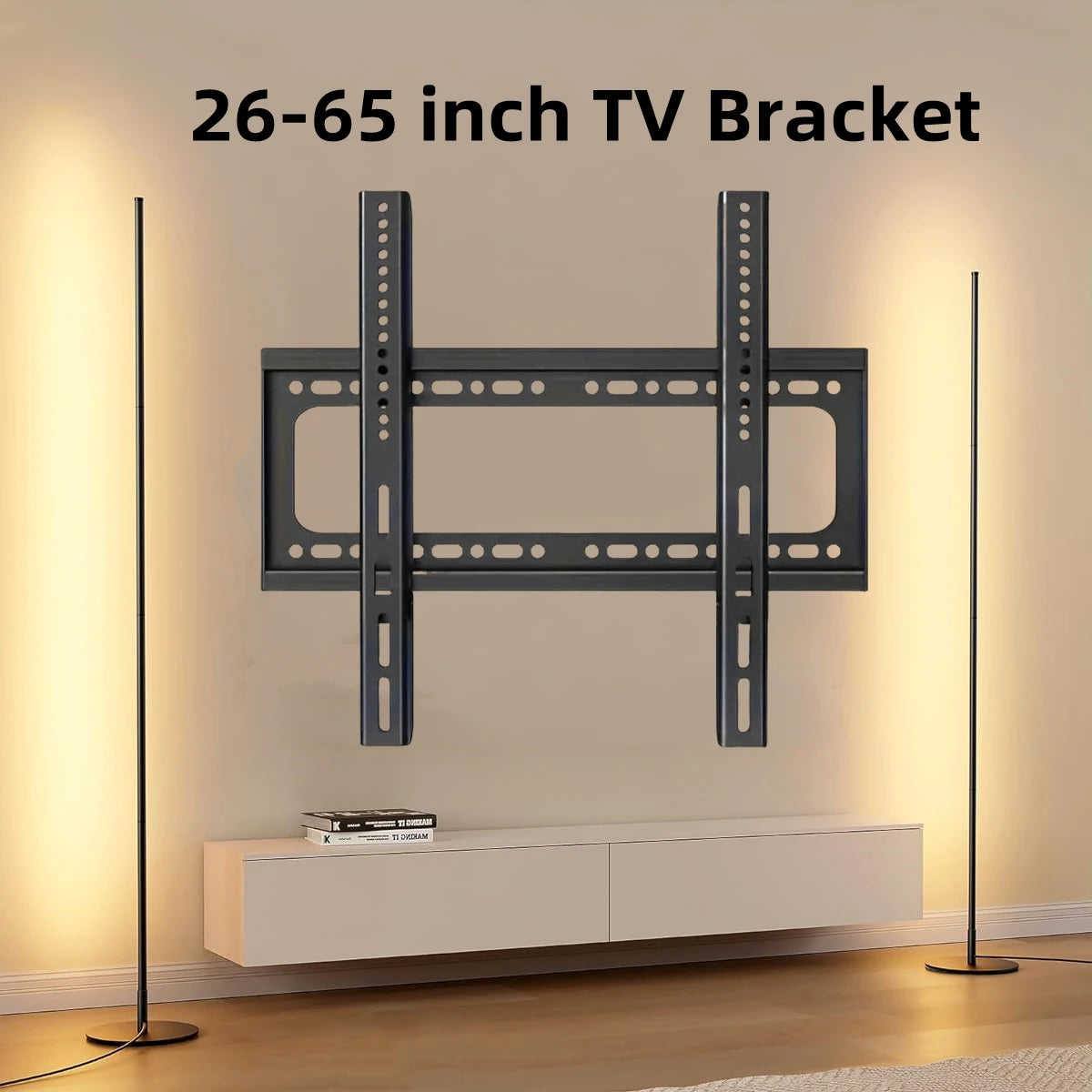 Fixed TV Wall Mount Bracket for 26-65 Inch Screens, Metal, VESA Mount 400x400mm,Load-Bearing 50Kg/110lb Secure Mounting for Home