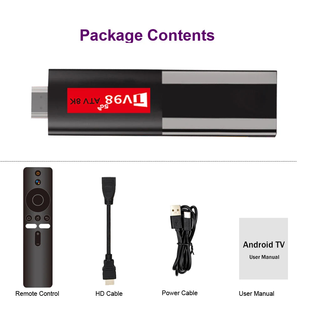 Android 14 TV Stick TV98 ATV 8K Mini Support 8K 4K Video BT5.0 4G 5G Dual WiFi 6 Voice Remote H618 Quad Core A53 Smart TV Stick