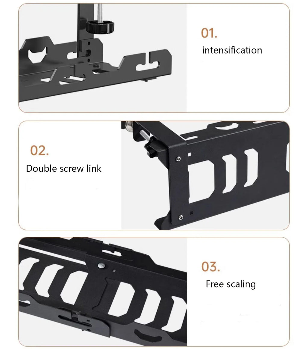 No Drilling Extendable Under Desk Cable Management Metal Cable Tray Under Desk With Clamp Retractable Power Strip Cord Holder