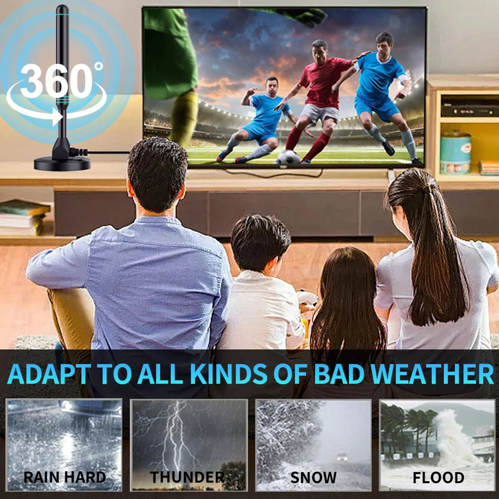 4K/1080P HD Digital TV Antenna with Signal Amplifier 480+ Miles Indoor Outdoor Antenna Magnetic Base VHF UHF Digital HD Aerial