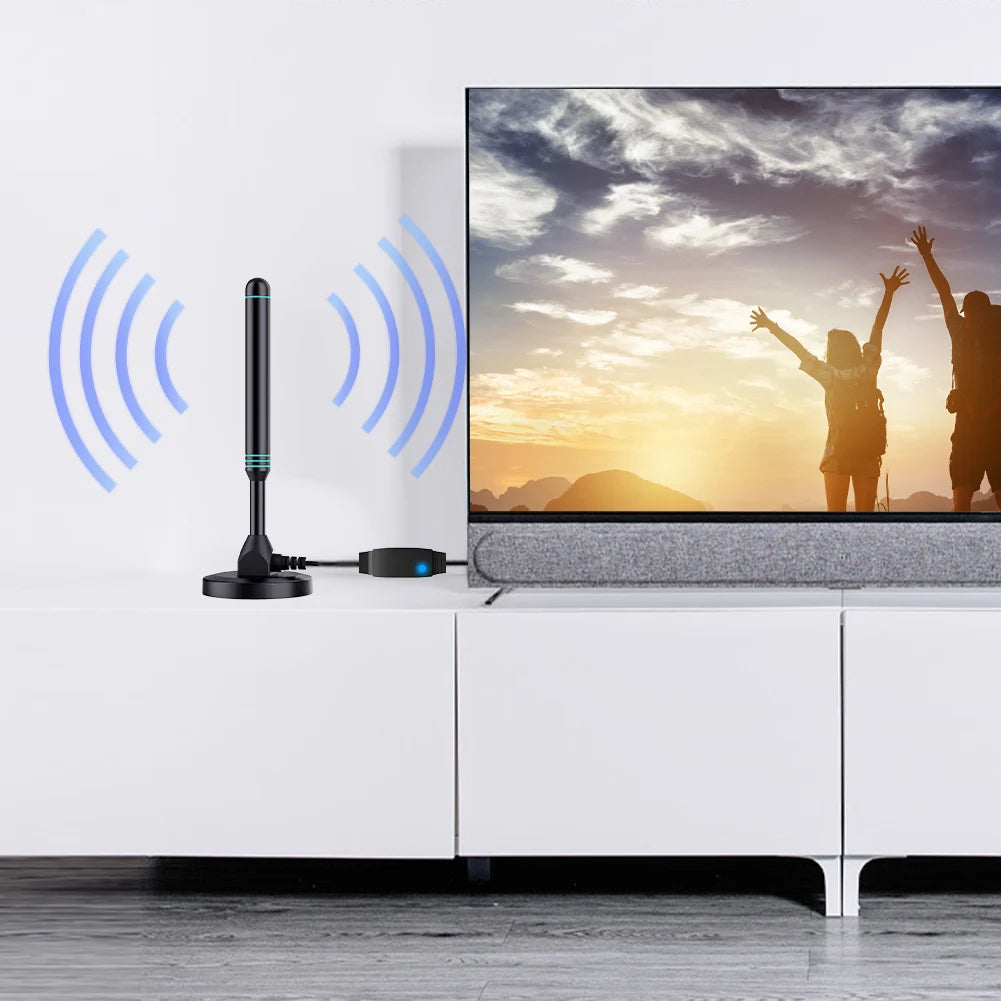 4K/1080P HD Digital TV Antenna with Signal Amplifier 480+ Miles Indoor Outdoor Antenna Magnetic Base VHF UHF Digital HD Aerial
