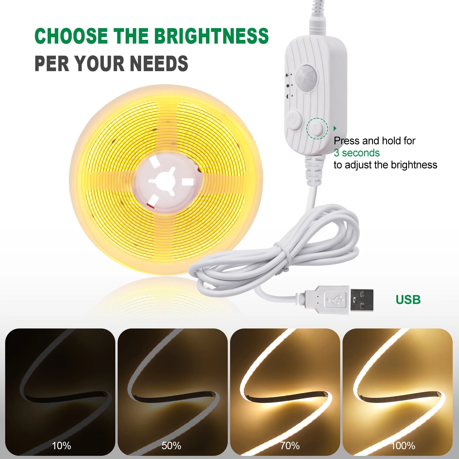LED COB Light Strip Motion Sensor Flexible Diode Tape 3mm 5V USB Linear Indoor Lighting Lamp Room DIY TV Mirror Backlight