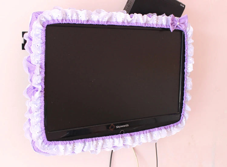 24-48INCHES Fabric TV Circle Power on Without Taking Out Dust Cover Monitor Screen Home Decorations Dust Cover with Elastic