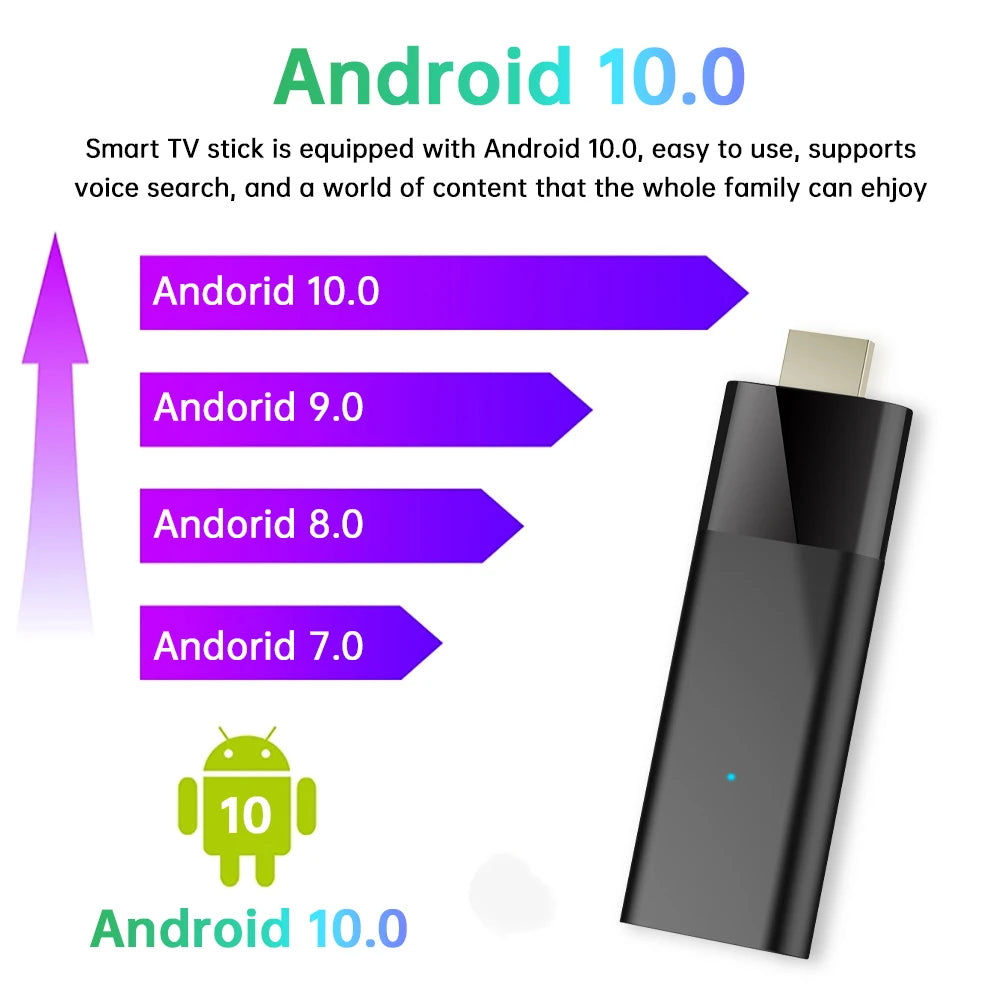 Android Tv Stick Janmifly Q6 2.4G/5G Wifi Bluetooth 5.2 Voice Remote Android 10 4K Video Netflix Youtube Fast Streaming Tv Stick