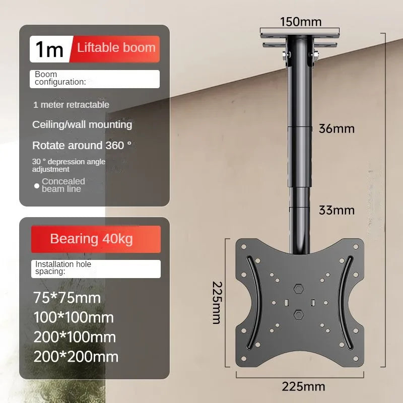 BEISHI TV Ceiling Mount Adjustable Bracket Fits Most LED, LCD Plasma Flat Screen Display 32 to 75 Inch, up to 110 Lbs