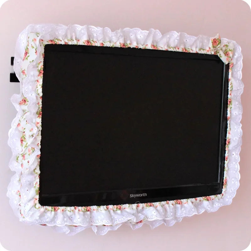 24-48INCHES TV Dust Cover Computer Monitor Protection Stick Wall-Mounted Desktop Curved Screen Soft Fabric Craft