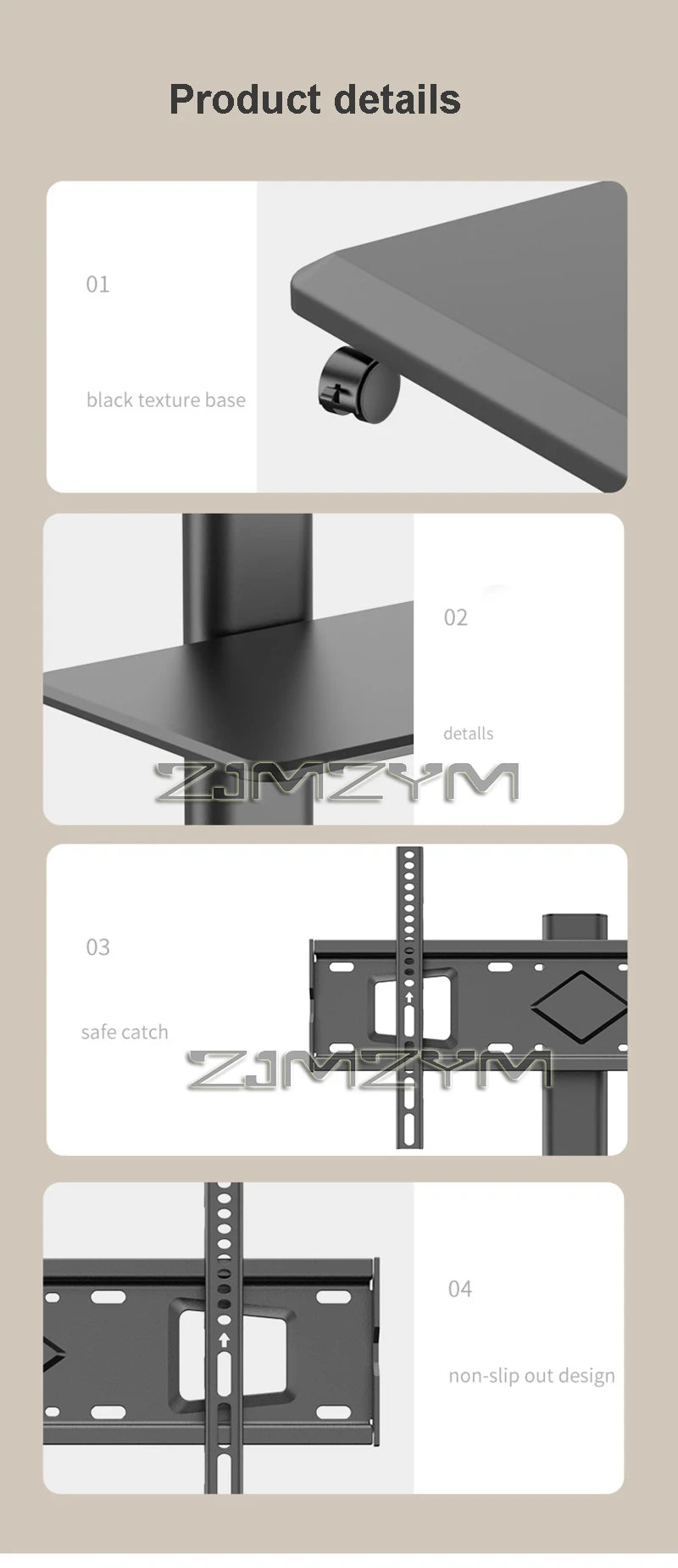 Mobile TV Stand Height Adjustable TV Stand with Wheels Double Tray for Audio-Visual Devices Rolling TV Stand