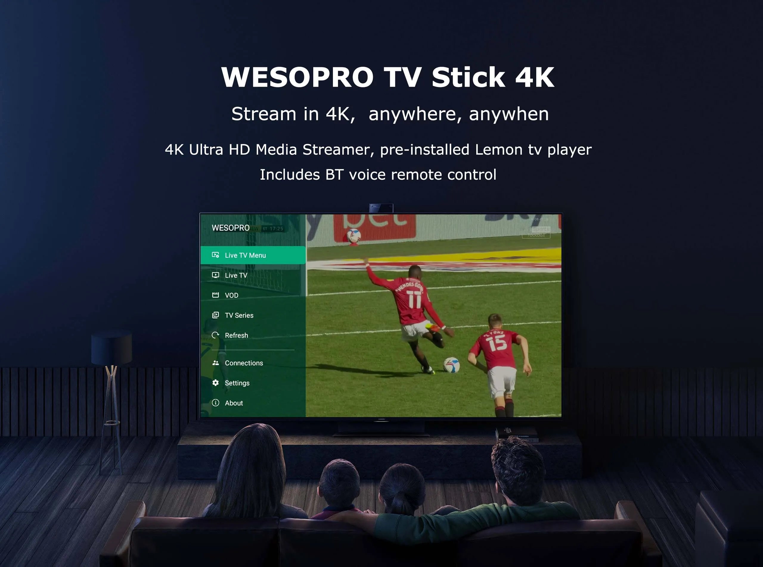 WESOPRO TV Stick G2 Android 12 Smart TV Dongle 2GB RAM 16GB ROM 2.4GHz 5.0GHz Wifi 6 BT5.0 H.265 4K 30pfs VS Xiaomi Mi TV Stick