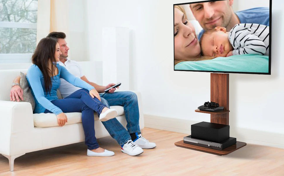 Wood Floor TV Stand Universal TV Mount for 32-65 Inch LCD LED Height Adjustable