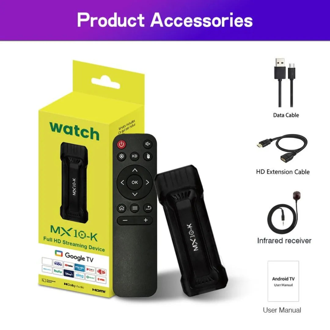 Smart TV Stick MX10-K Dual-Core S905L CPU Stick TV WiFi 2.4G 4GB 64GB Android TV Stick Infra Remote control Fire Stick