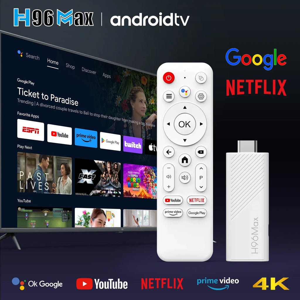 2024 New H96 MAX H313 Mini TV Stick Android 14 Smart TV Box Android14 2GB 16GB 8GB Wifi6 BT 4K HD Google Voice Media Player