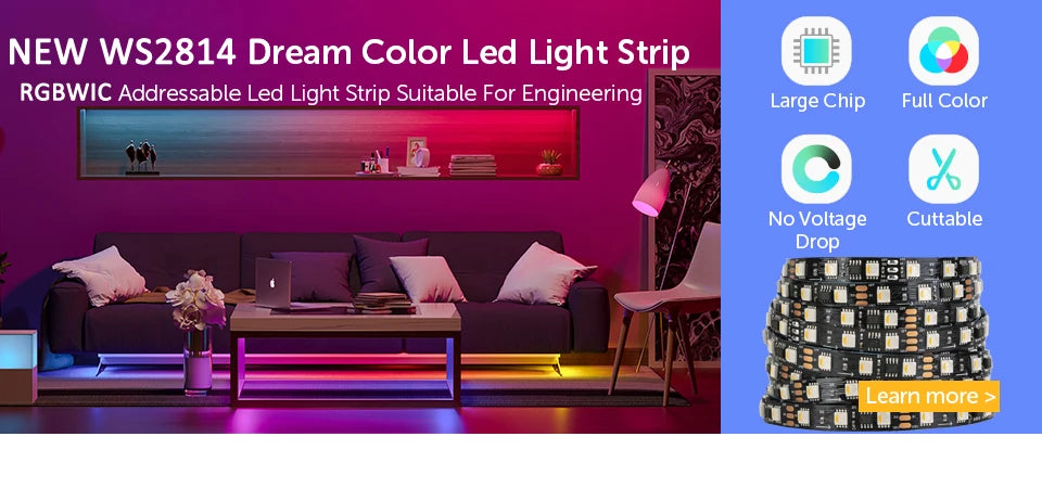 WS2812B Led Strip WS2812 RGB Individually Addressable Smart Led Lights Strip Black White PCB IP30/65/67 Waterproof 0.3W/LED DC5V