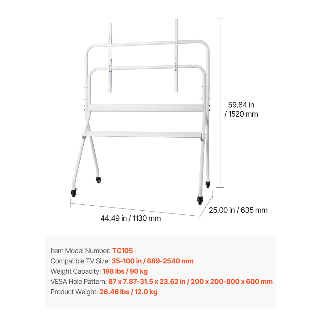 SucceBuy Rolling TV Stand Mobile TV Cart Suit for Various Sizes TV Portable TV Stand with Wheels for Living Room Bedroom Office