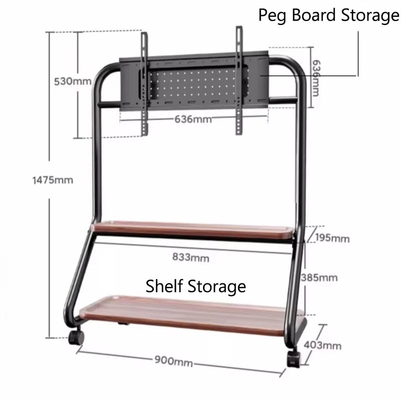 Rolling TV Stand for 32-75inch TV, Portable TV Stand with Wheel, Mobile TV Cart with Multifunctional Storage for Office, Bedroom