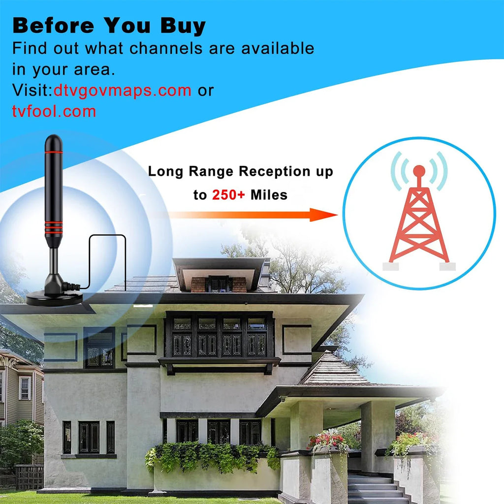 HDTV Antenna with Amplifier VHF/UHF dab Receiver DVB-T DVB-T2 Free View Indoor Smart TV Antenna