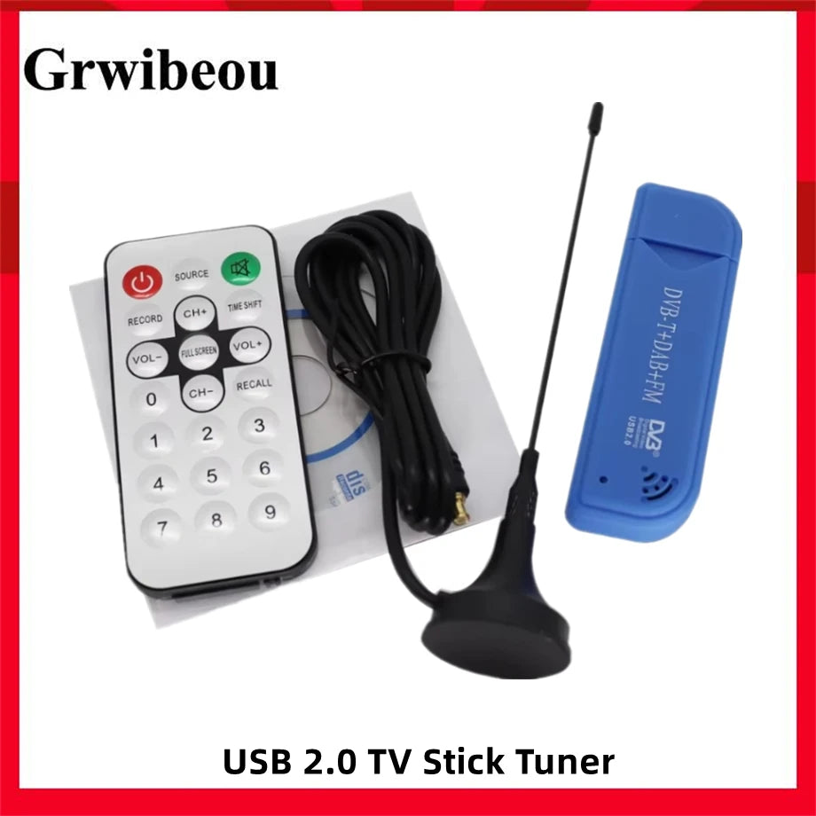 Digital RTL2832U & 820T2 SDR USB 2.0 TV Stick Tuner FC0012 DVB-T + DAB + FM SDR TV Receiver Dongle With Antenna TV accessories