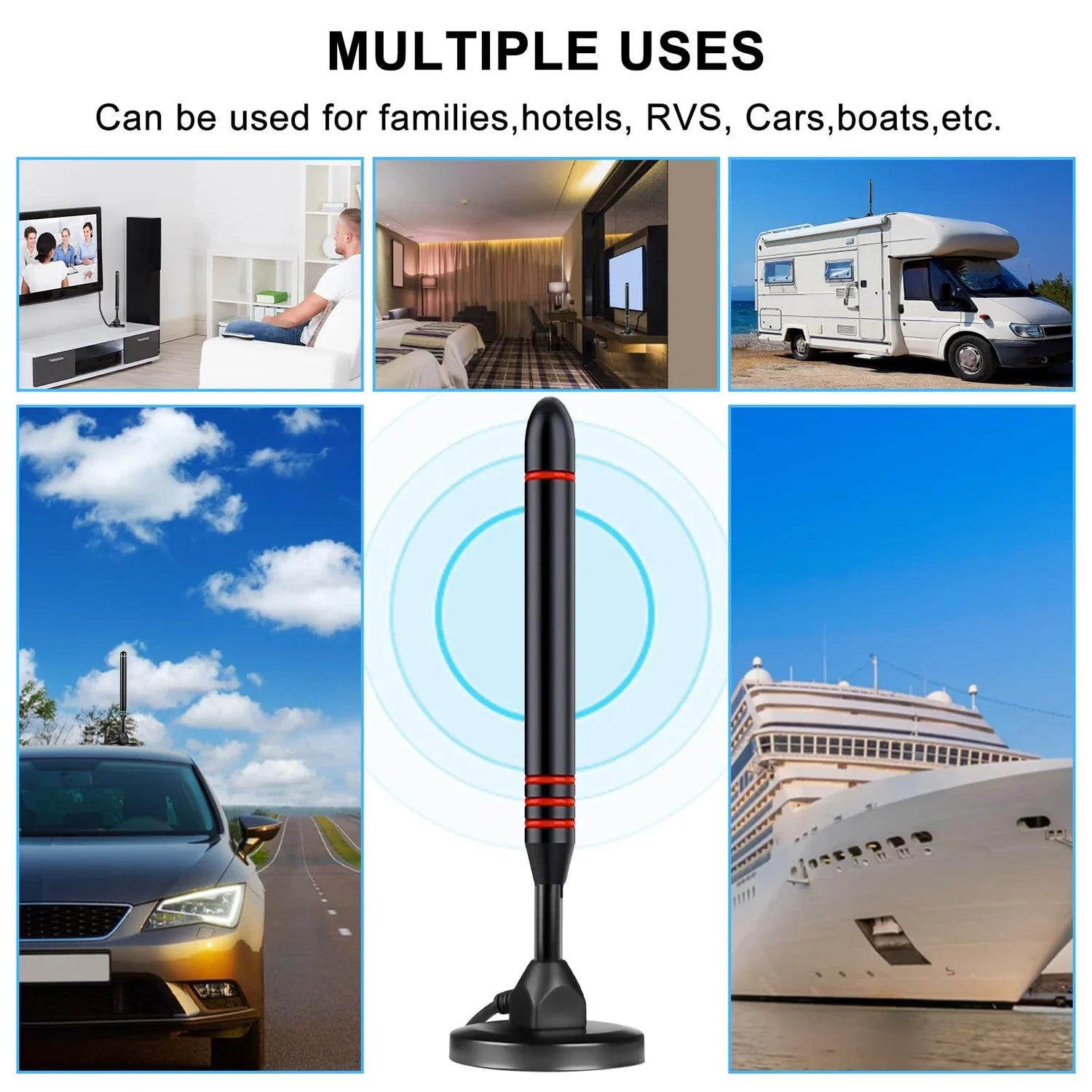 HDTV Antenna with Amplifier VHF/UHF dab Receiver DVB-T DVB-T2 Free View Indoor Smart TV Antenna