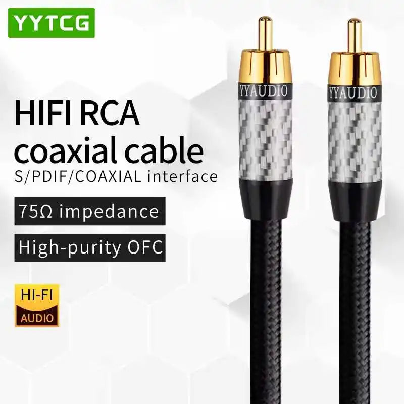 YYTCG high-end audio coaxial subwoofer speaker cable, COAXIAL output TV power amplifier 5.1 audio SPDIF cable