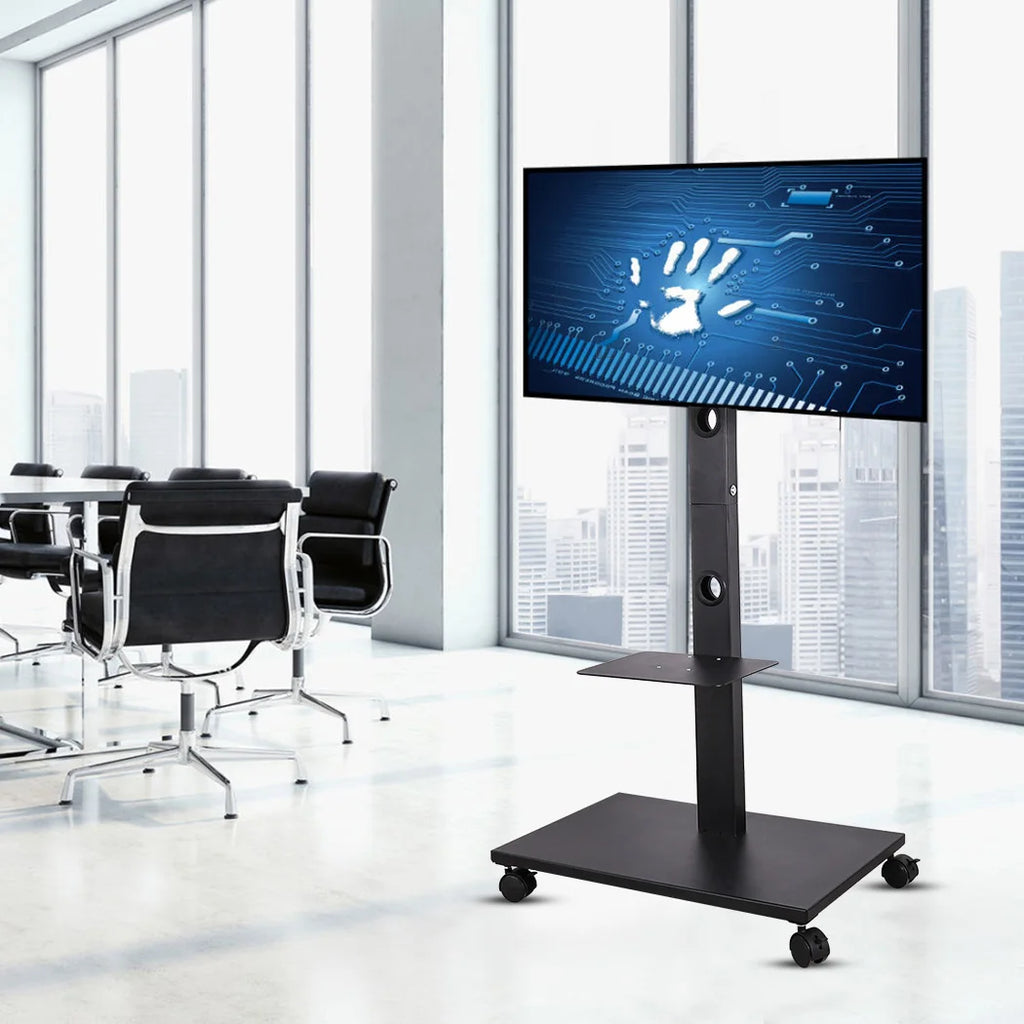 Rolling Floor TV Stand Tilting Height Adjustable for 32-70 Inch Portable TV Trolley Cart