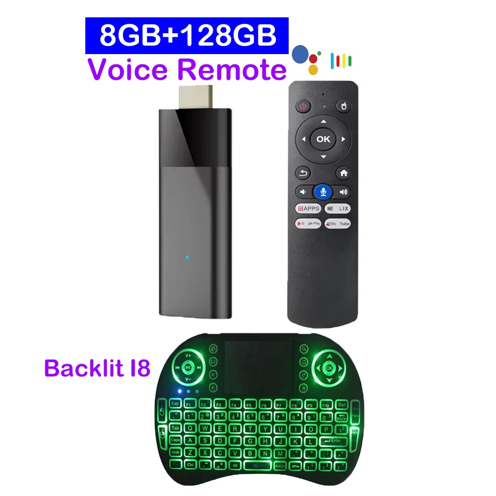 Mini ATV Q12 TV Stick Android 14 8K HD 8GB 128GB Allwinner H313 Google Assistant Media Player Bluetooth 5.4 Fast Smart TV Box