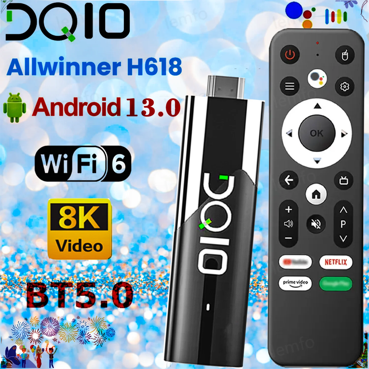 Smart TV Stick 8K Android 13 BT 5.0 ATV WIith H618 2GB RAM 16GB ROM Wifi6 Remote Control Home Theater Android TV Stick Box