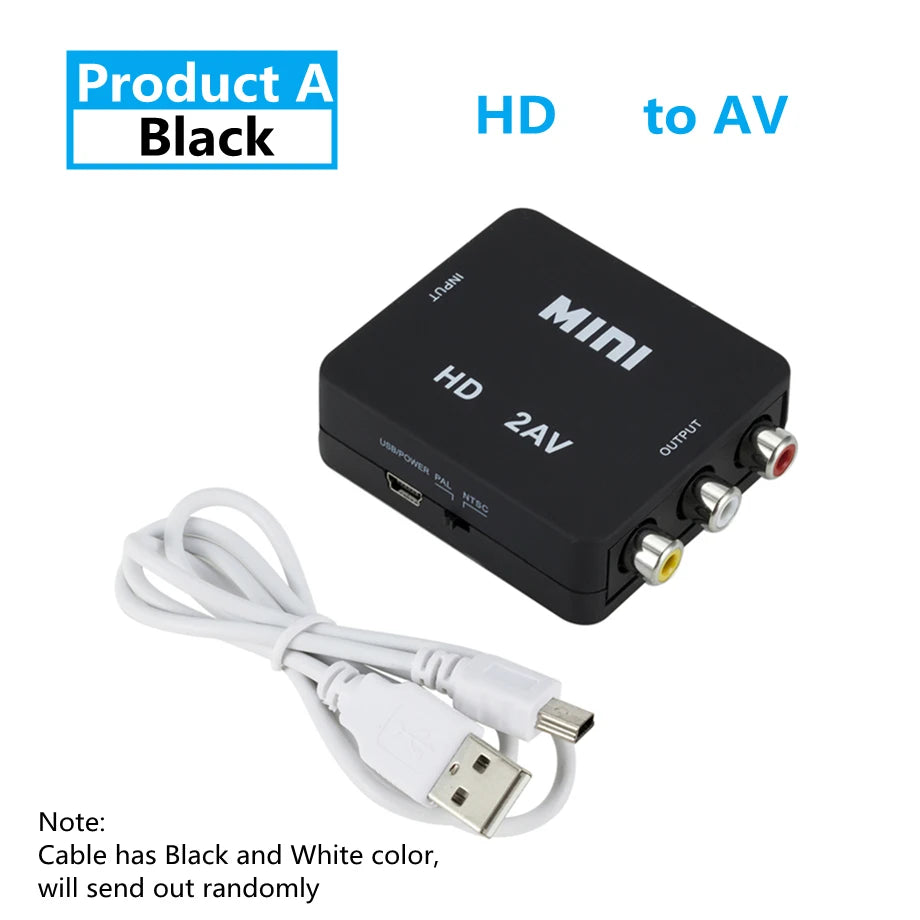 HDMI-compatible To AV RCA Converter Box Adapter HDMI to AV/CVSB L/R Video Full HD 1080P HD2AV Converter For PS4 TV PC Projector