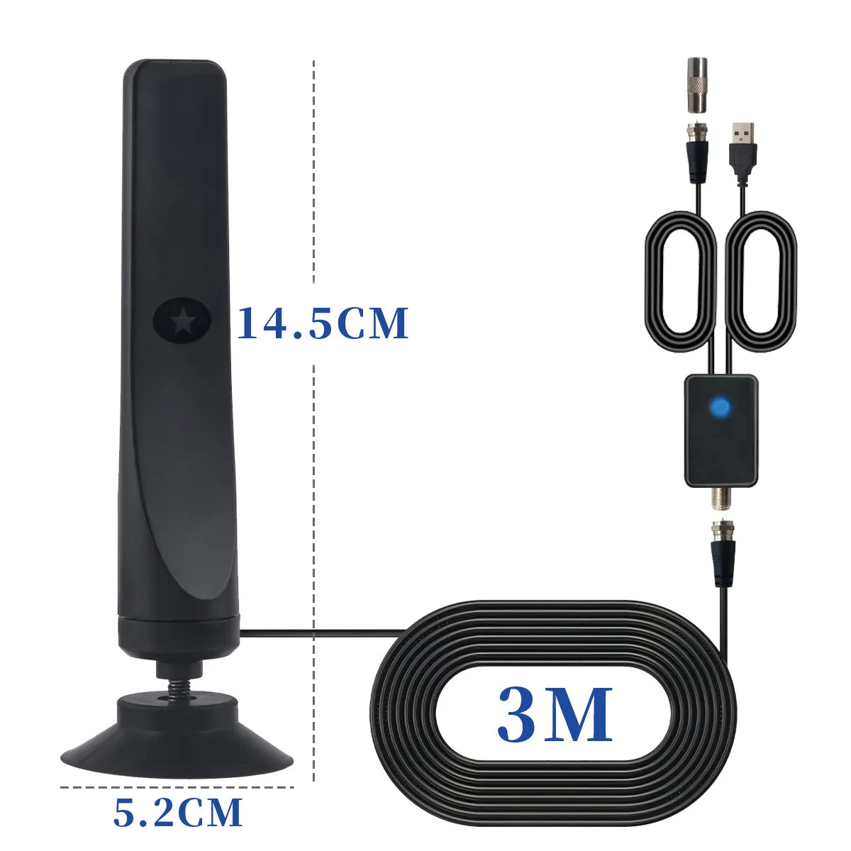 Tv Antenna Signal Booster Suction Cup TV Antenna Plug Universal High Gain Indoor Outdoor Aerial for Smart Tv Digital Tv